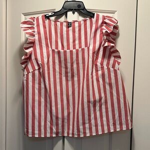 SHEIN Red and White Striped Blouse